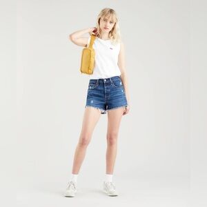 Levi's Premium Jeans 501 Original Fit High Rise Women’s Shorts Distressed Denim